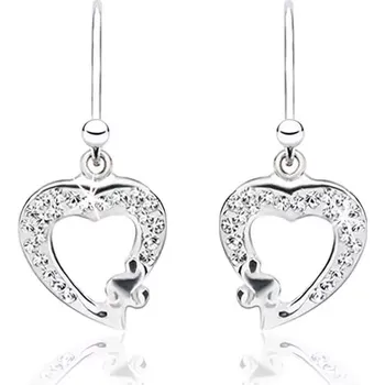 Náušnice Náušnice ze stříbra - čiré zirkonové obrysy srdcí