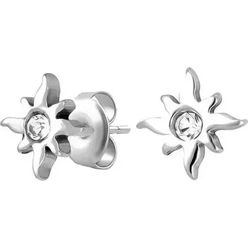 Náušnice Puzetové náušnice, ocel 316L, stříbrná barva, sluníčko, čirý zirkon