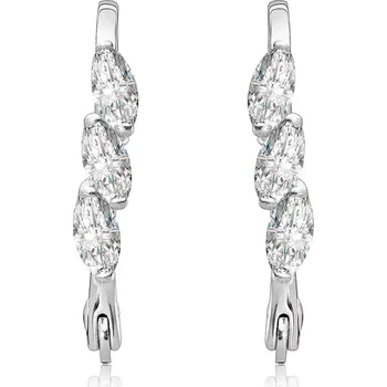 Náušnice Lesklé náušnice - kroužek stříbrné barvy se třemi čirými zrnky