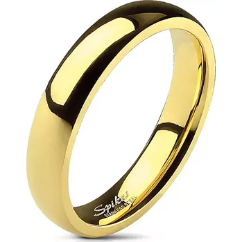 Prsten Hladký ocelový prsten ve zlaté barvě - 4 mm - Velikost: 50