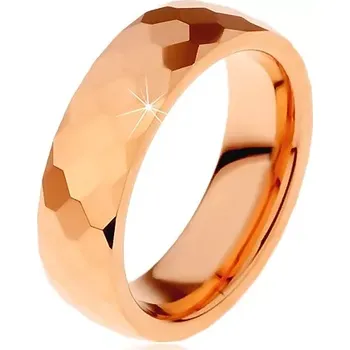 Prsten Prsten z wolframu v měděném odstínu, vybroušené šestihrany, 6 mm - Velikost: 52