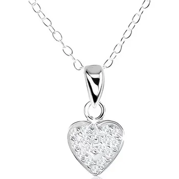 Náhrdelník Náhrdelník ze stříbra 925, blyštivé srdíčko vykládané čirými zirkony
