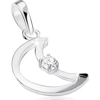 Přívěsek Stříbrný přívěsek 925, lesklý obrys měsíce, vložený čirý zirkon