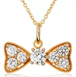 Náhrdelník ze stříbra 925, zlatá barva, mašle vykládaná čirými zirkony