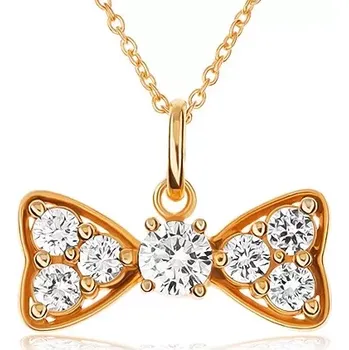 Náhrdelník Náhrdelník ze stříbra 925, zlatá barva, mašle vykládaná čirými zirkony