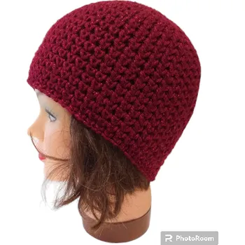 Čepice Háčkovaná čepice třpytivá Patty vínová