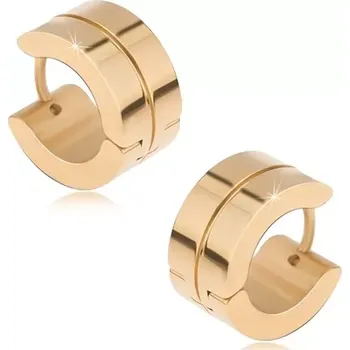 Náušnice Kruhové náušnice z oceli zlaté barvy, lesklé, tenká rýha