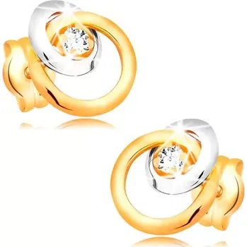 Náušnice Náušnice ze zlata 585 - třpytivý čirý briliant, velký a malý kroužek