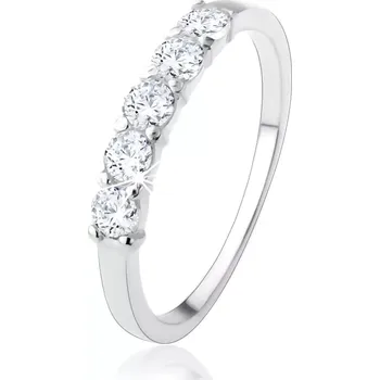 Prsten Stříbrný zásnubní prsten 925 - pás kulatých čirých zirkonů - Velikost: 50
