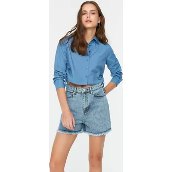 Dámské kraťasy Trendyol modré džínové kraťasy s dírami Trendyol modrá 1859496