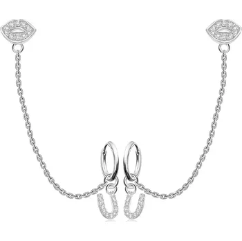 Náušnice Stříbrné 925 náušnice do dvou dírek - spojená ústa a písmeno U, puzetky