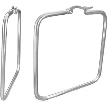 Náušnice Ocelové náušnice stříbrné barvy, kontura čtverce, francouzský zámek