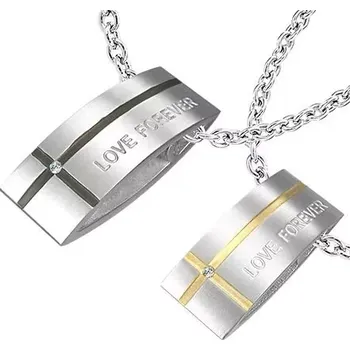 Přívěsek Přívěsek pro dva - obdélník, křížek, nápis