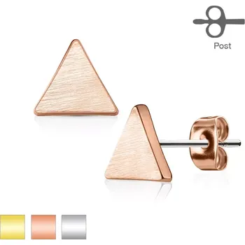 Náušnice Puzetové náušnice z oceli 316L, plochý trojúhelník, matný hladký povrch - Barva: Měděná