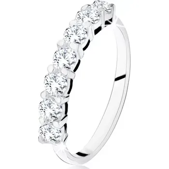 Prsten Lesklý prsten s linií sedmi čirých zirkonů, ze stříbra 925 - Velikost: 51