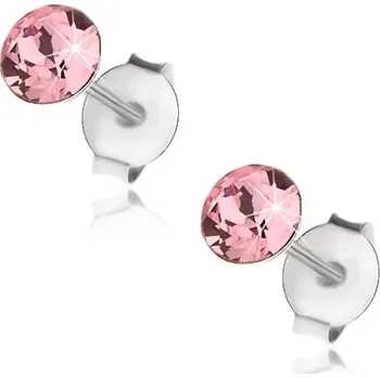 Náušnice Puzetové náušnice, stříbro 925, krystalek Swarovski růžové barvy, 4 mm