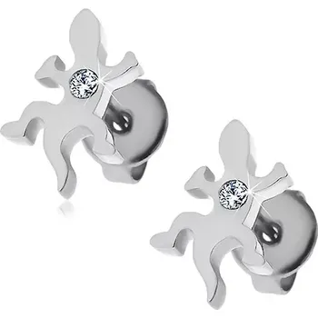 Náušnice Náušnice z oceli 316L - ještěrka se zirkonem, puzetky