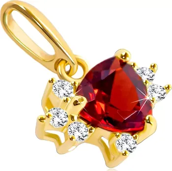 Přívěsek Přívěsek ve žlutém 14K zlatě - trojúhelník z granátu s čirými zirkonky