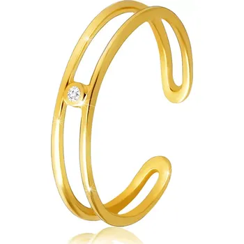 Prsten Zlatý 14K prsten - otevřená linie ramen, zdobený zirkonem - Velikost: 58