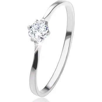 Prsten Prsten ze stříbra 925, třpytivý kulatý zirkon v kotlíku - Velikost: 61