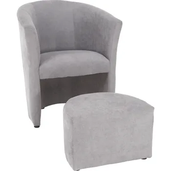 Křeslo Křeslo s taburetem ROSE látka šedá
