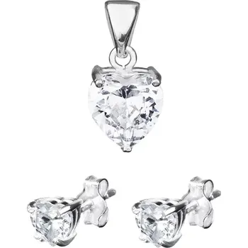 Souprava šperků Stříbrná sada 925 - srdíčkové náušnice a přívěsek, zirkon na podložce
