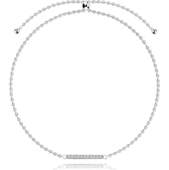 Náramek Stříbrný náramek 925, navlékací - jemný řetízek, obdélník s čirými zirkony