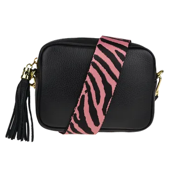 Kabelka NovaKabelka.cz Kožená italská crossbody kabelka Bala Nera s přídavným popruhem X