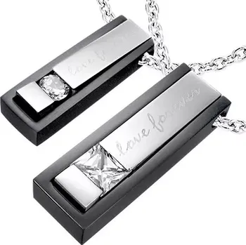 Přívěsek Černo-stříbrný přívěsek z oceli - Love forever