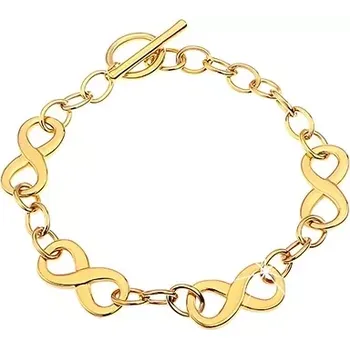 Náramek Náramek z chirurgické oceli zlaté barvy se symboly nekonečna