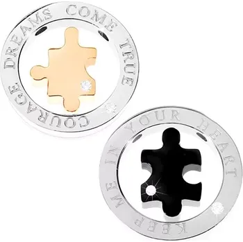 Přívěsek Přívěsek dvoudílný - mohutná obruč, puzzle, nápis, zirkon