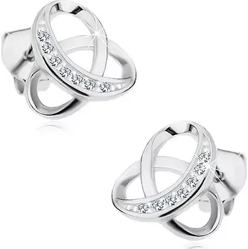 Náušnice Stříbrné náušnice 925, uzel zdobený vsazenými čirými zirkony, puzetky