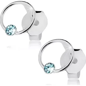 Náušnice Náušnice ze stříbra 925, kroužek s krystalem Swarovski světle modré barvy