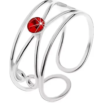 Prsten Prsten ze stříbra 925 - kulatý červený zirkon, dvojitá smyčka, nastavitelný