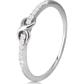 Prsten Stříbrný prsten 925 - smyčka ve tvaru osmičky, čirý zirkon - Velikost: 51