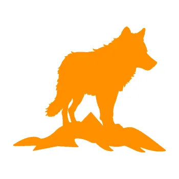 Polep vozidla Vlk 031 pravá hory (06 - oranžová) SAMOLEPKA NA AUTO, NÁLEPKA, FÓLIE, POLEP, TUNING, VLASTNÍ TEXT, TISK, AUTOSAMOLEPKY.cz, POLEPY, OBRÁZEK, LOGO, 3D STICKERS