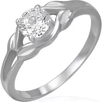 Prsten Ocelový zásnubní prsten - čirý zirkon ve smyčce - Velikost: 49