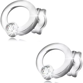 Náušnice Náušnice z bílého zlata 585 - zářivý čirý diamant v lesklém kroužku