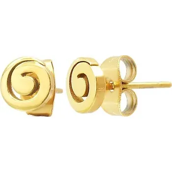 Náušnice Ocelové puzetové náušnice - lesklá spirála zlaté barvy