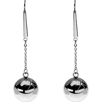 Náušnice Náušnice z oceli 316L - stříbrná barva, visící koule na řetízku