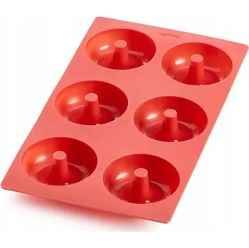 Forma na pečení Lékué Silikonová forma na donuty, 6 ks, červená