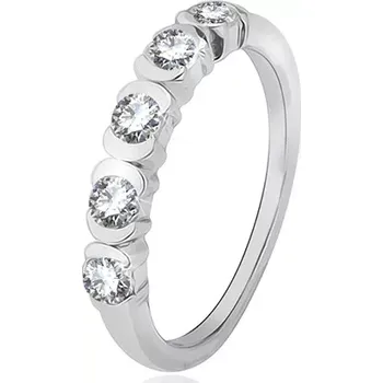 Prsten Prsten ze stříbra 925, čiré zirkony mezi půloblouky - Velikost: 58