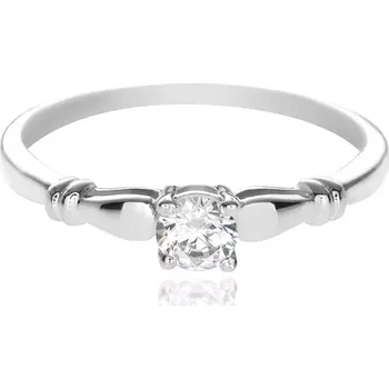 Prsten Stříbrný zásnubní prsten 925 - čirý zirkon, dvojité prstence - Velikost: 62