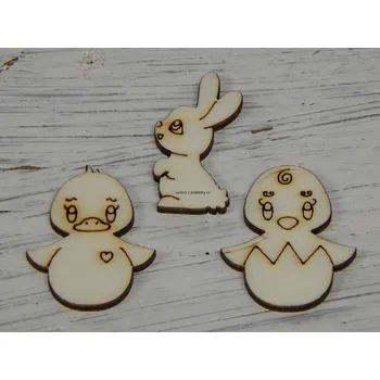 Stavební deska Výřez z překližky, Z109/2, MINI KACHŇÁTKO SE SRDÍČKEM, 2x2,1cm, 1ks