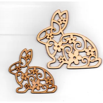 Stavební deska Výřez z překližky, Z172/2, FILIGRÁNOVÝ KRÁLÍČEK-malý, 8,8x8,4cm, 1ks