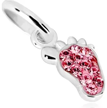 Přívěsek Stříbrný přívěsek 925 - chodidélko a třpytivé růžové zirkony