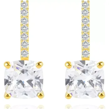 Náušnice Stříbrné náušnice 925 - zlatá barva, velký zirkon v misce, pásek se zirkony, puzetky