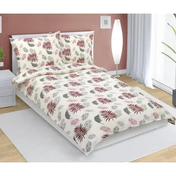 Povlečení veratex Povlečení krepové vínové peříčko na smetanové 140x200, 70x90 cm