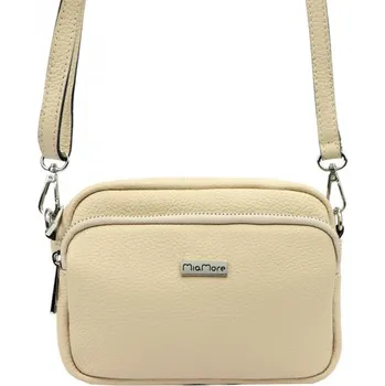 Kožená kabelka MiaMore 01-062 DOLLARO SILVER - béžová