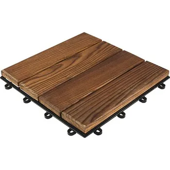 Venkovní dlažba Dřevěná dlaždice 30 x 30 cm s klick systémem termo jasan hladký impregnovaný